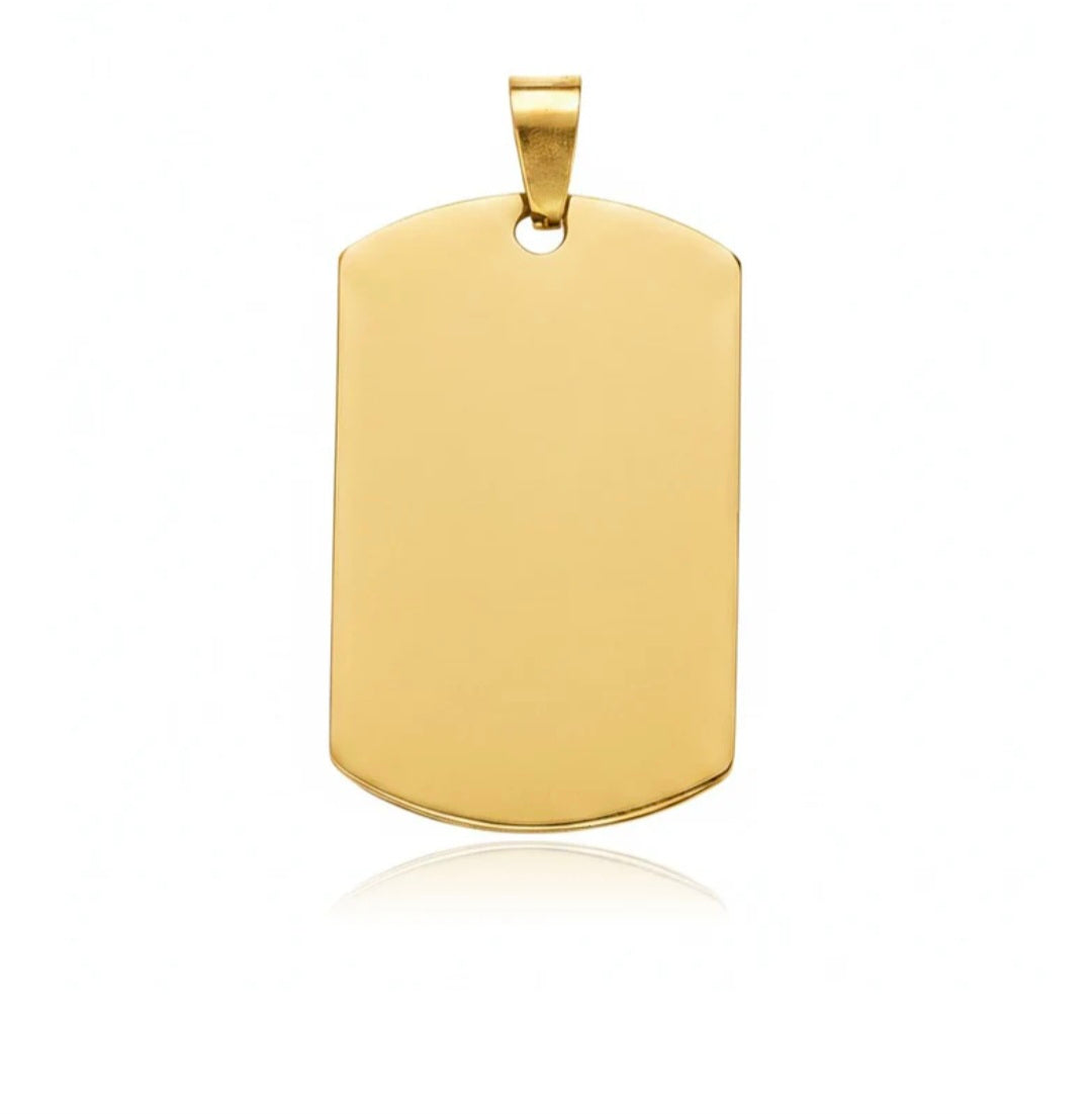Pendentif acier à personnaliser plaque militaire or 35*25*1.5 mm