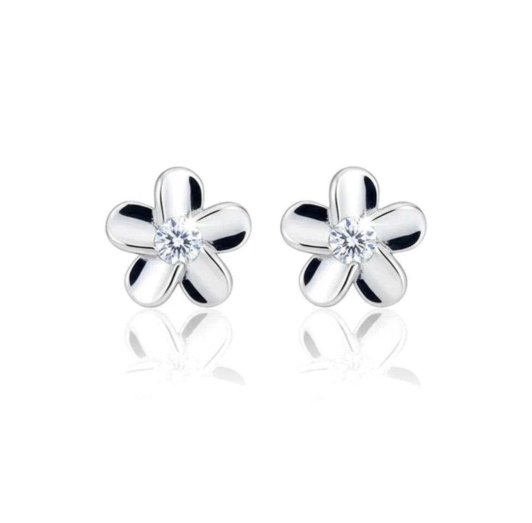 Boucles d'oreilles femme argent 925 fleur blanc serti Annick