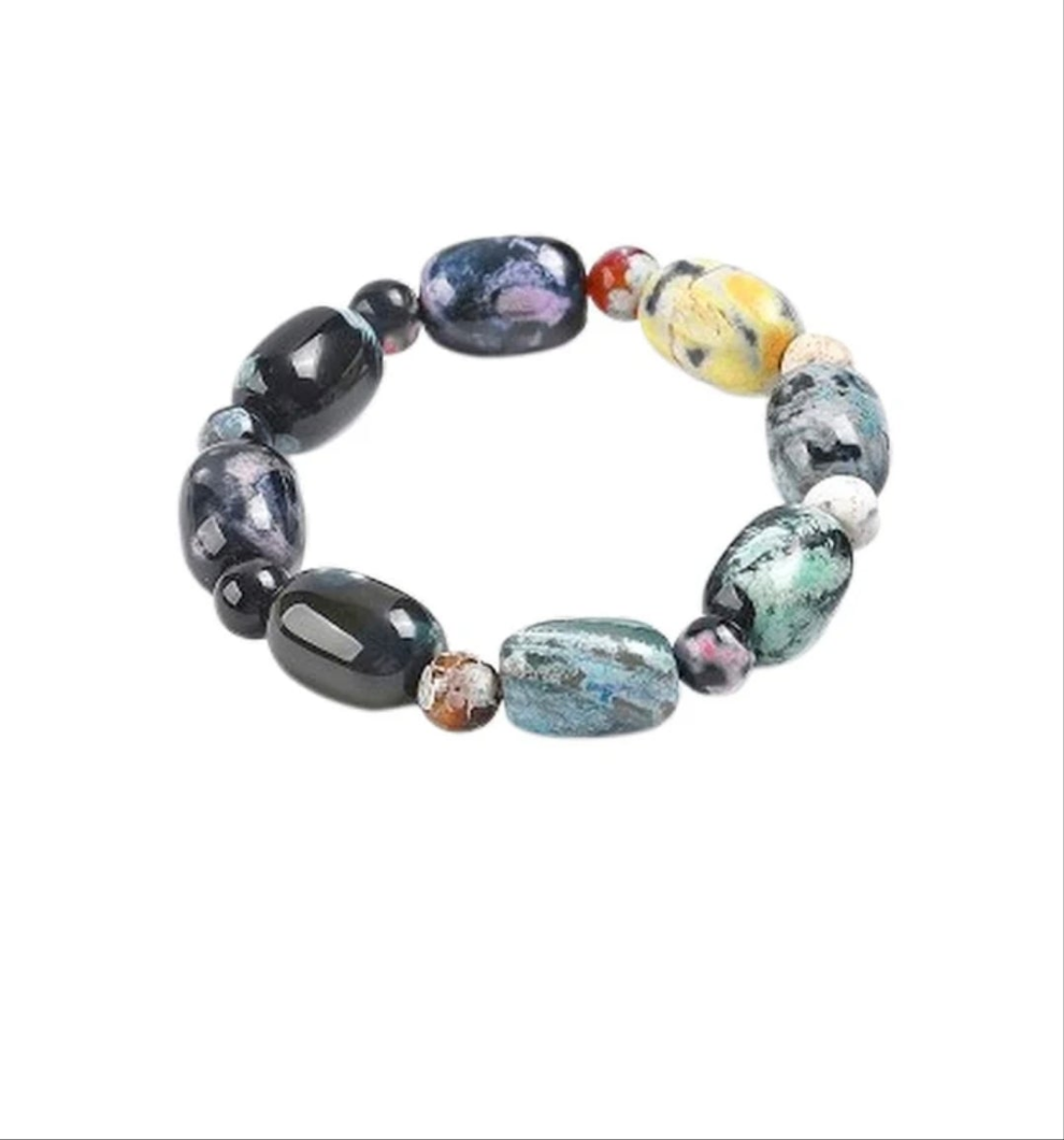 Bracelet acier inoxydable pierres naturelles agate