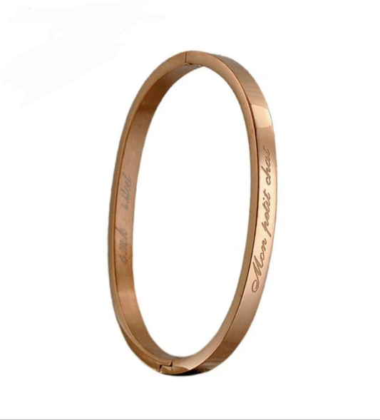 Bracelet Or rose message pour enfant en acier 316 " Mon petit chat "