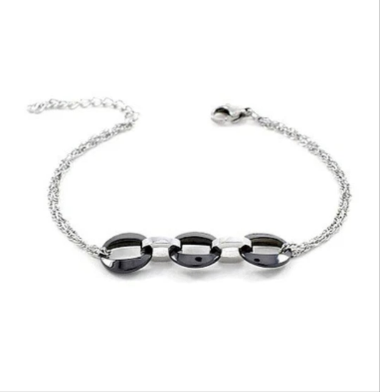 Bracelet céramique - Multitude de cercles anthracite
