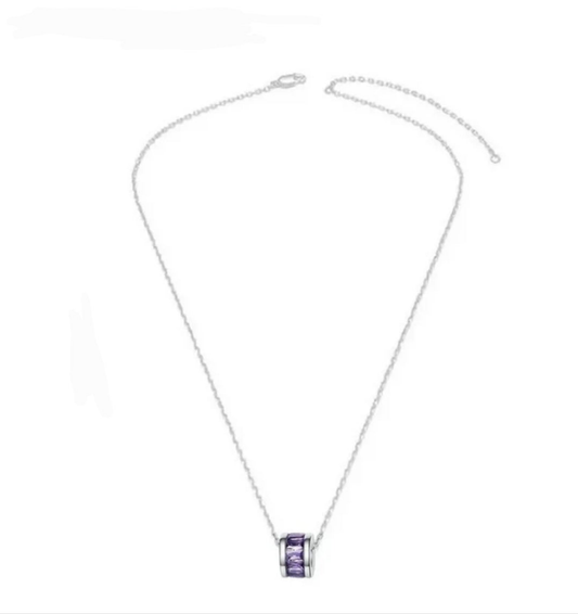 Collier femme argent 925 oxyde mauve Emy