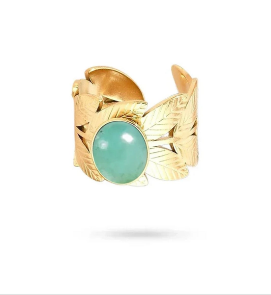 Bague acier inoxydable pierres naturelles Amazonite