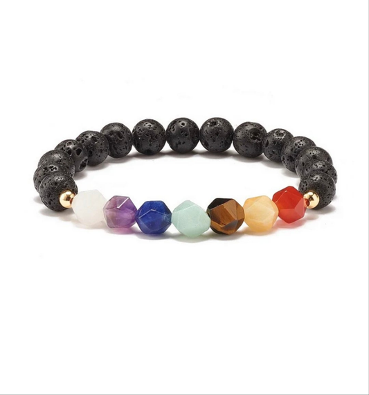 Bracelet pierres naturelles 7 chakras pierre de lave