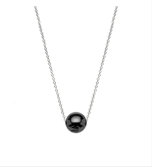 Collier acier céramique - Boule noir