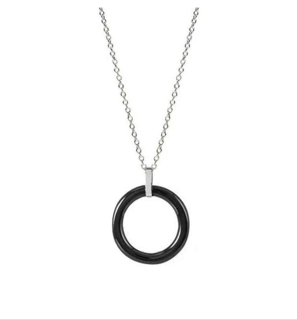 Collier acier céramique - Cercle noir
