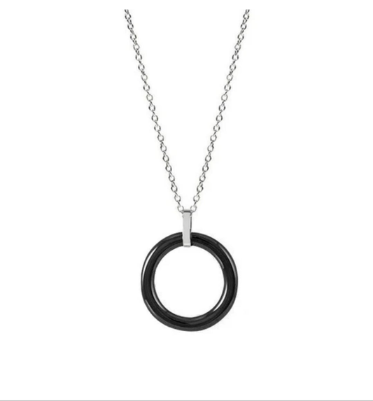 Collier acier céramique - Cercle noir