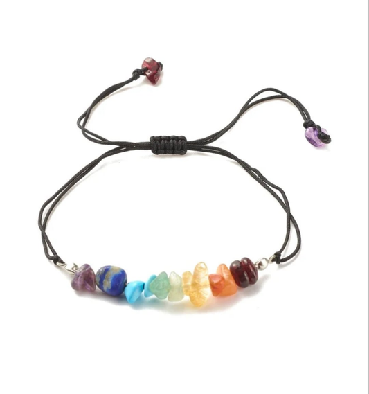 Bracelet pierres naturelles 7 chakras fils nylon