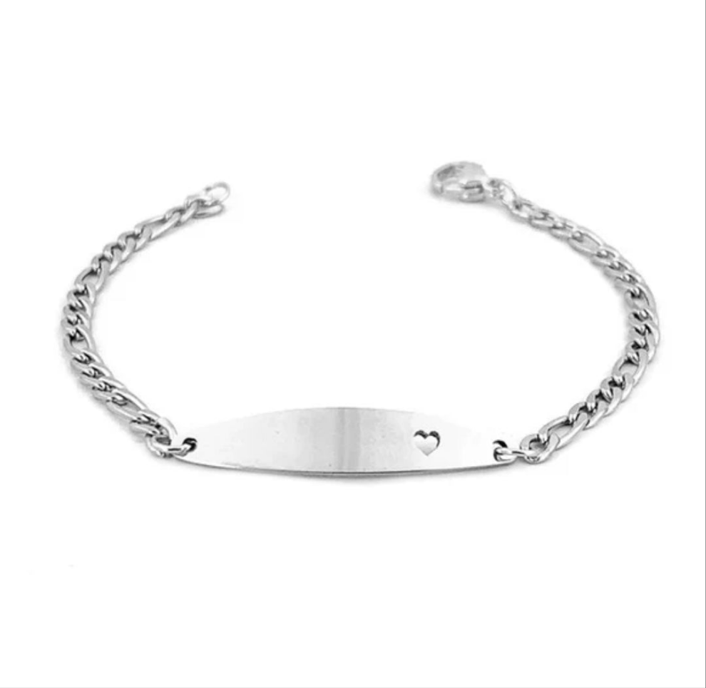 Bracelet pour enfant en Acier 316 - Maille Figaro  - Argenté