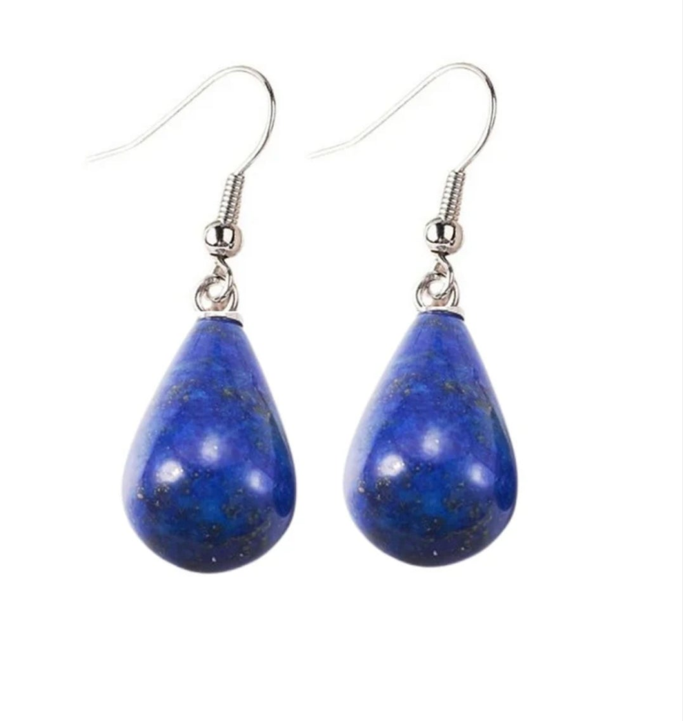 Boucles d'oreilles pierres naturelles goutte Lapis lazuli