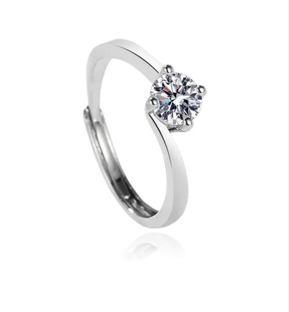 Bague solitaire femme réglable argent 925 Clémence