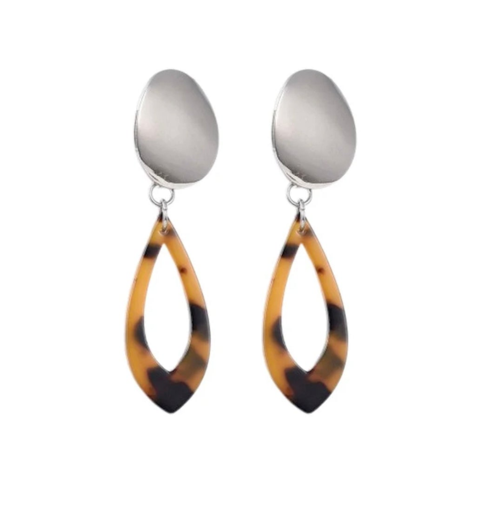 Boucles d'oreilles fantaisie tombantes acier inoxydable et résine