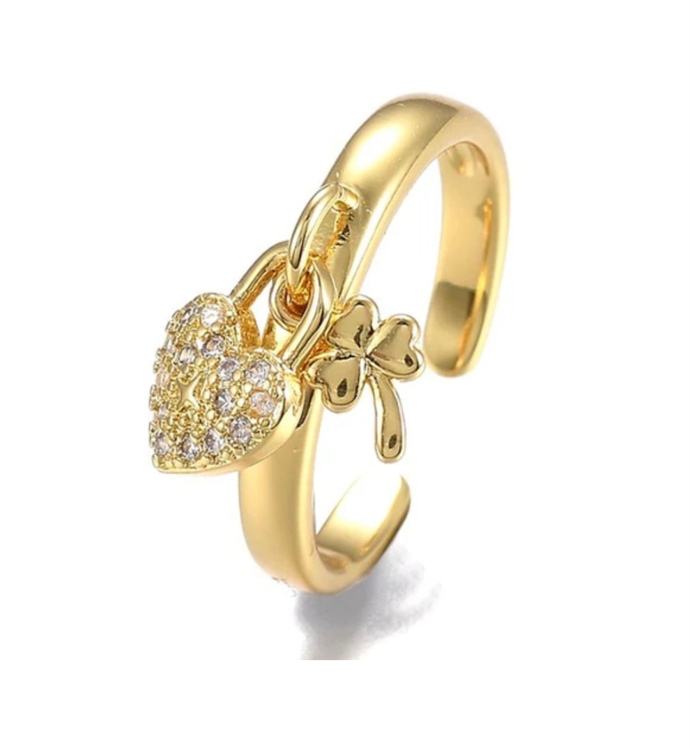 Bague femme réglable cœur