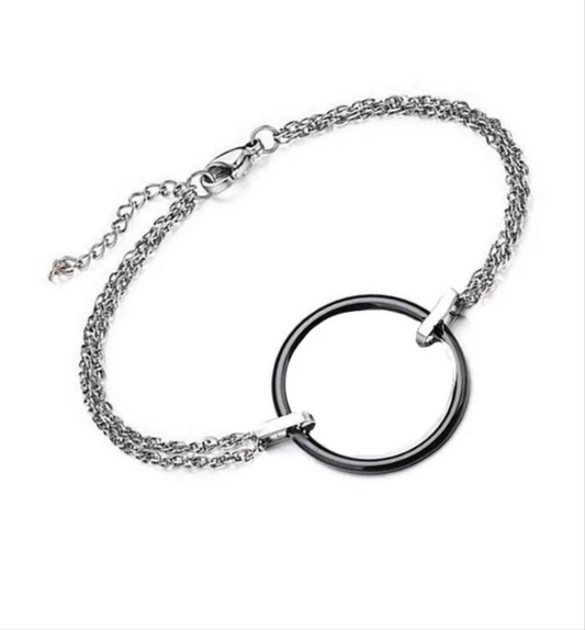 Bracelet acier céramique - Cercle noir