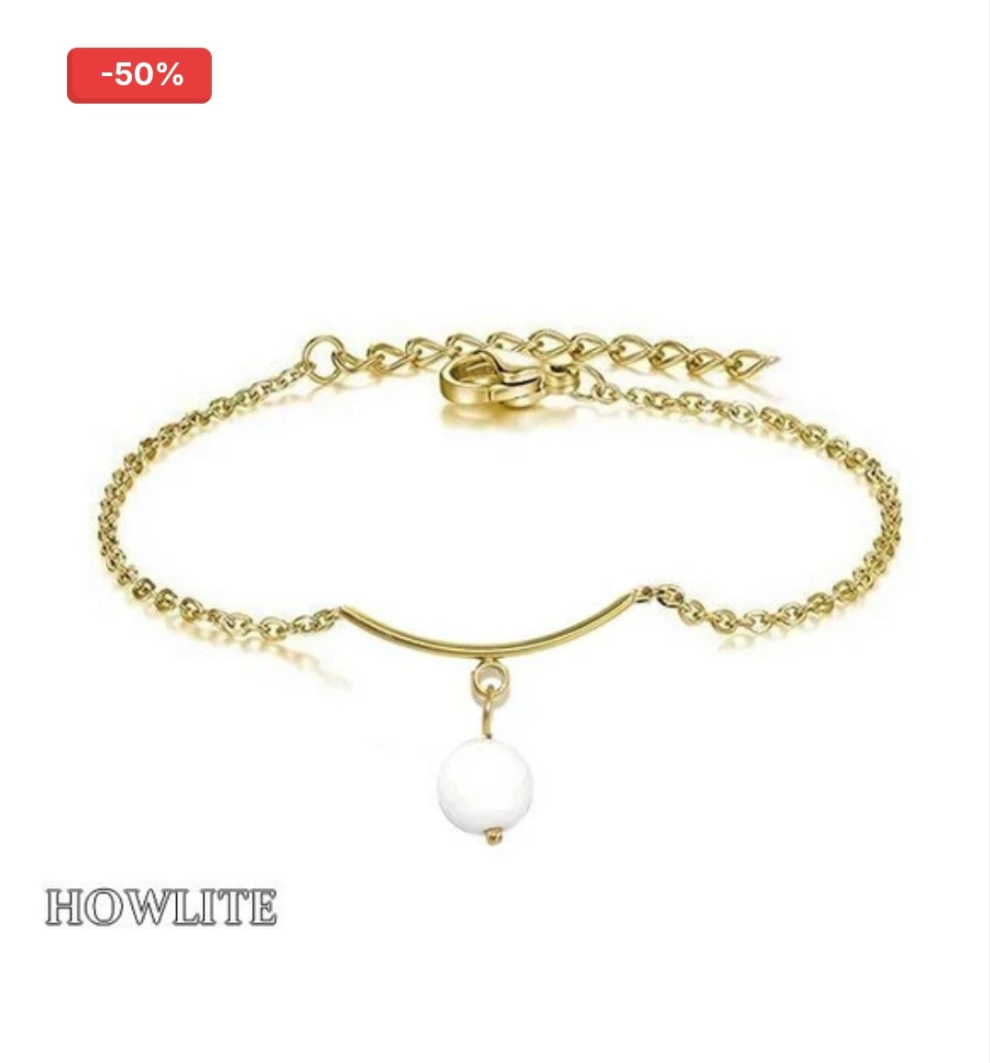 Chaîne acier & pierres naturelles Howlite