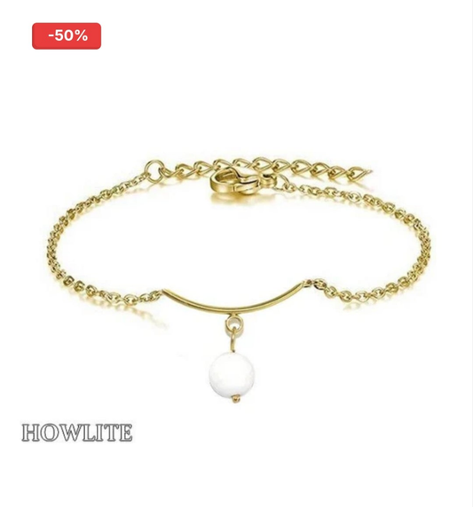 Chaîne acier & pierres naturelles Howlite