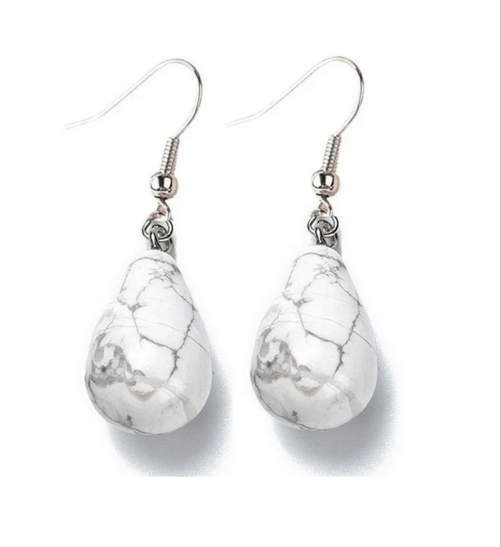 Boucles d'oreilles pierre naturelle goutte howlite