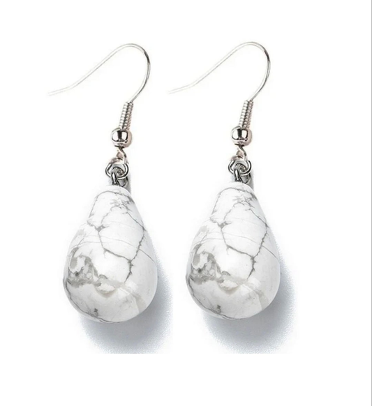Boucles d'oreilles pierre naturelle goutte howlite