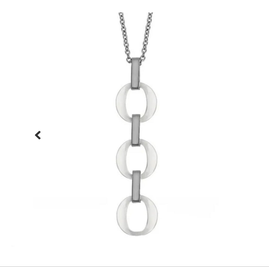 Collier acier et céramique - Triple anneaux