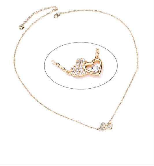 Collier double coeur pour enfant zirconiums sertis