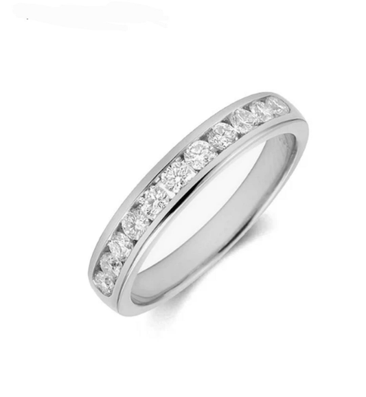 Bague femme acier inoxydable alliance argenté avec diamant