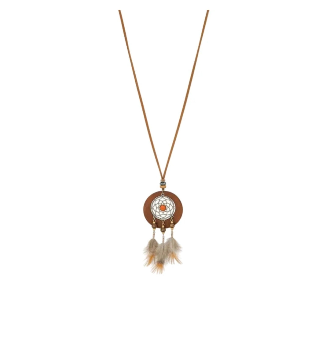 Collier fantaisie- Style bohème bois et métal attrape rêves