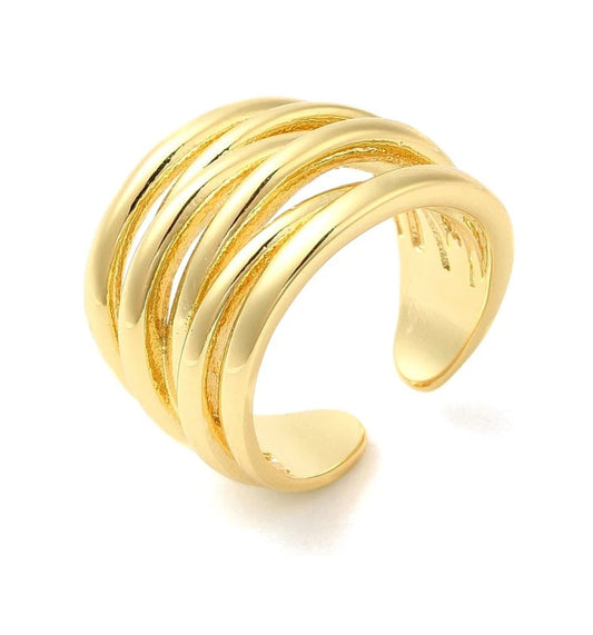 Bague femme réglable manchette entrelacée