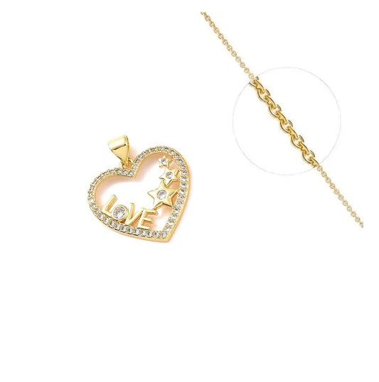 Collier pour femme ornée d'un joli pendentif cœur love zirconiums blancs sertis