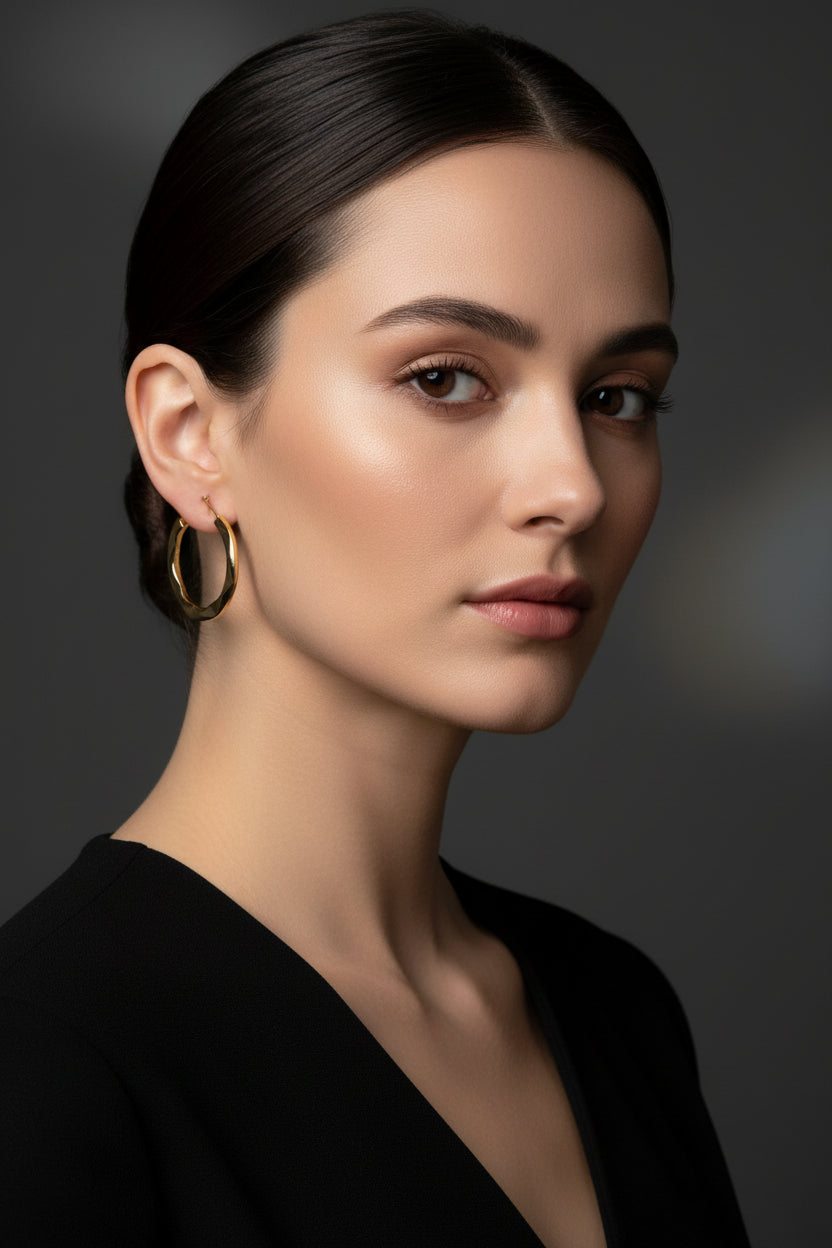 Boucles d'oreilles femme en acier inoxydable Créoles dorées