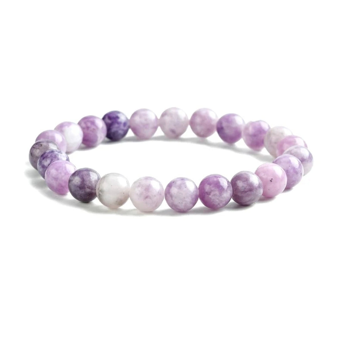 Bracelet pour homme ou femme pierres naturelles lépidolite 8 mm