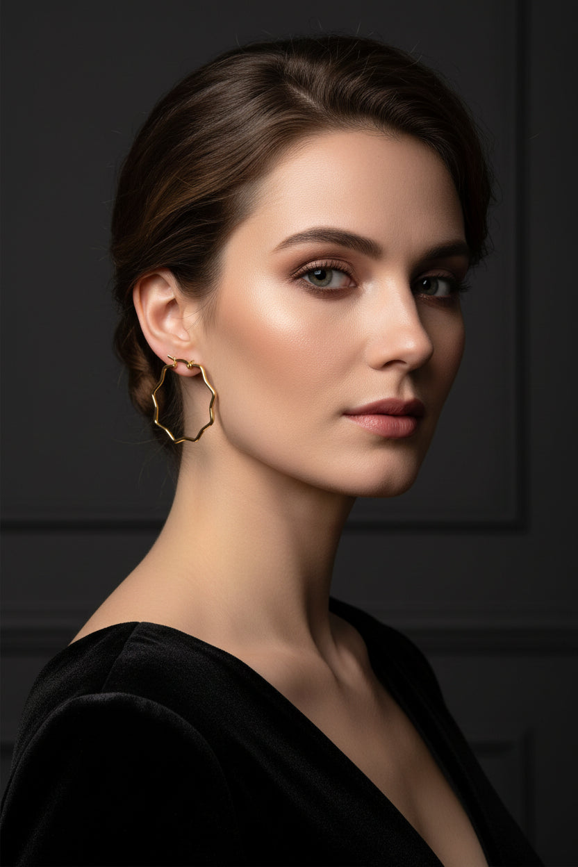Boucles d'oreilles femme en acier inoxydable Créoles étoiles