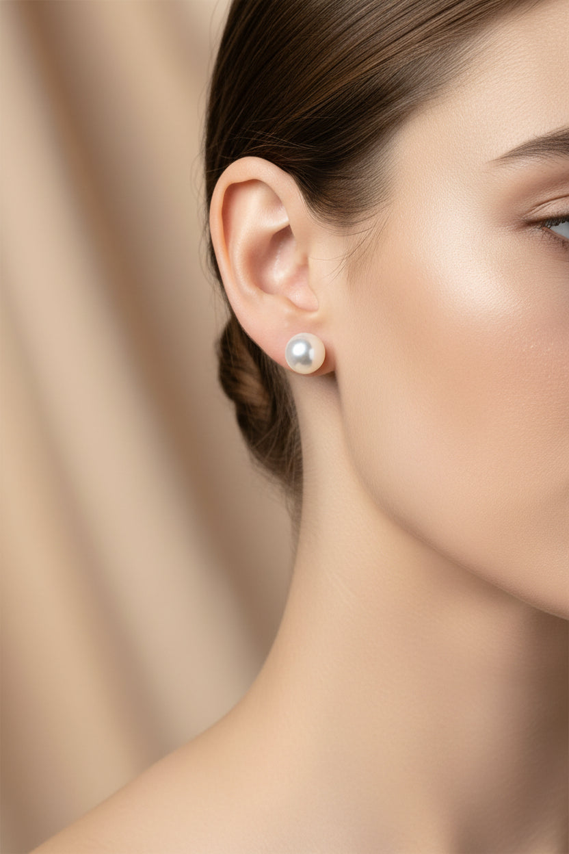 Boucles d'oreilles céramique - Puces - Couleur blanc