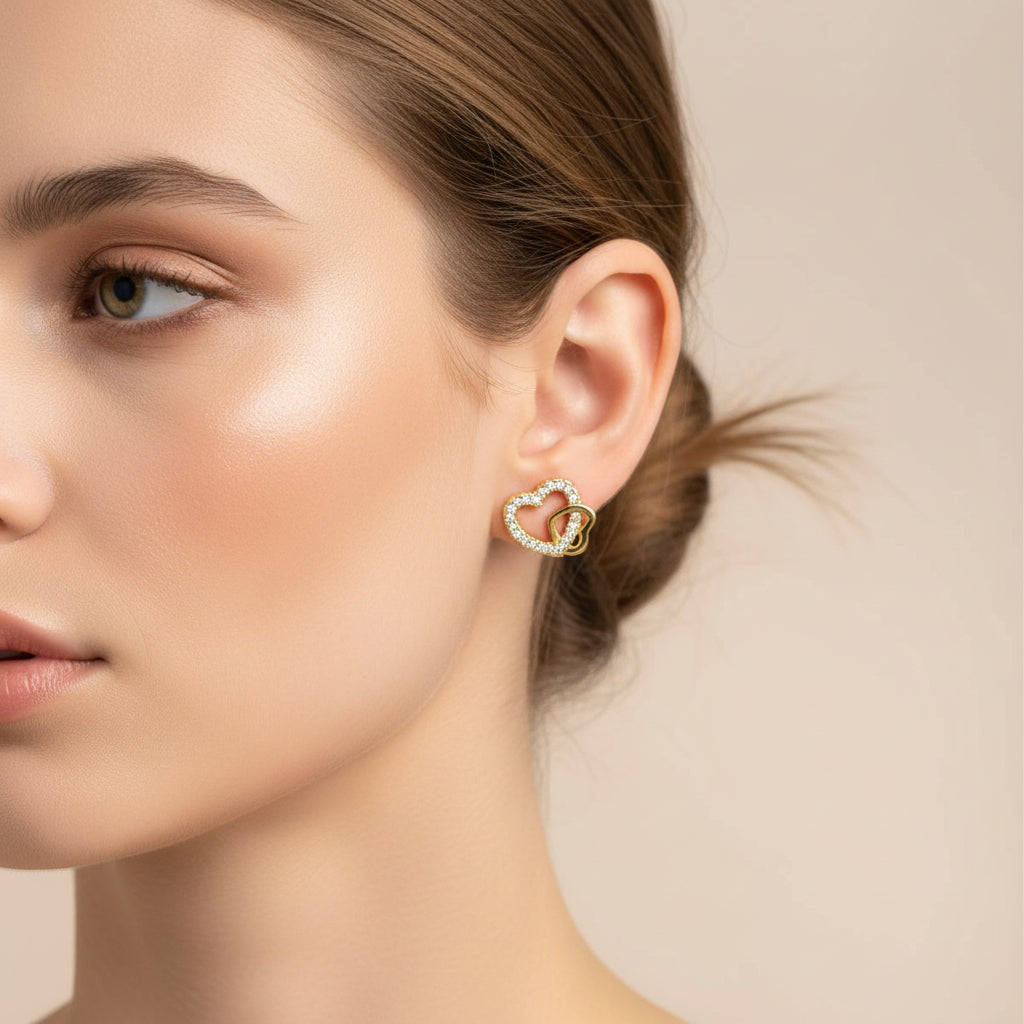 Boucles d'oreilles femme coeurs entrelacés