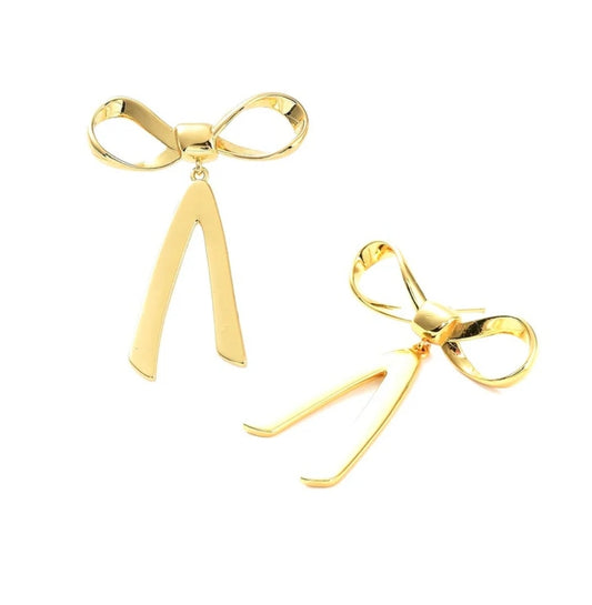 Boucles d'oreilles femme nœuds dorées à l'or fin 45 * 35 mm
