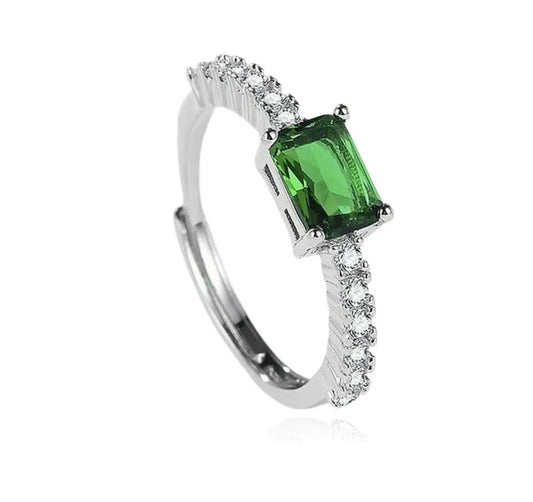Bague femme argent 925 oxyde verte ornée Lana