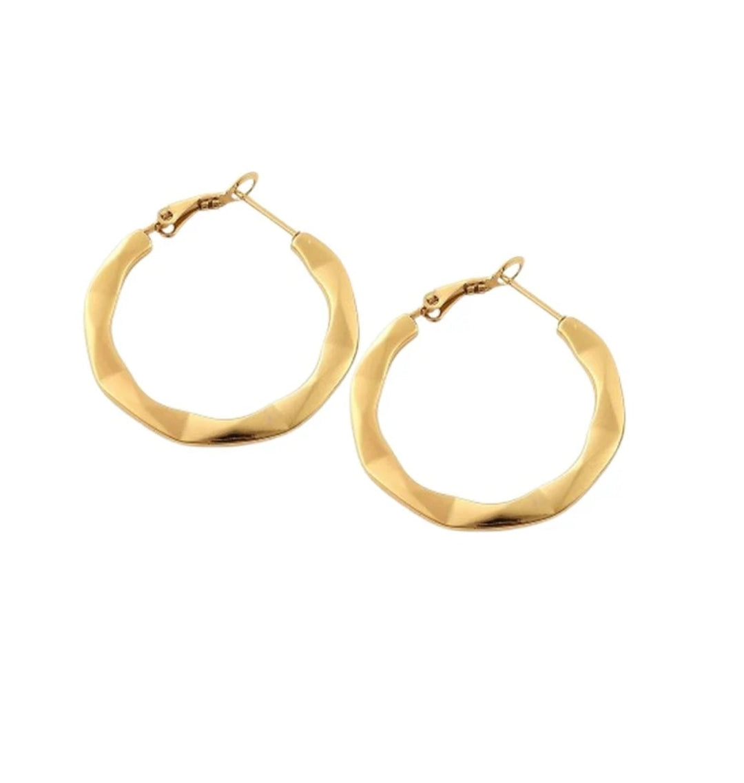 Boucles d'oreilles femme en acier inoxydable Créoles dorées