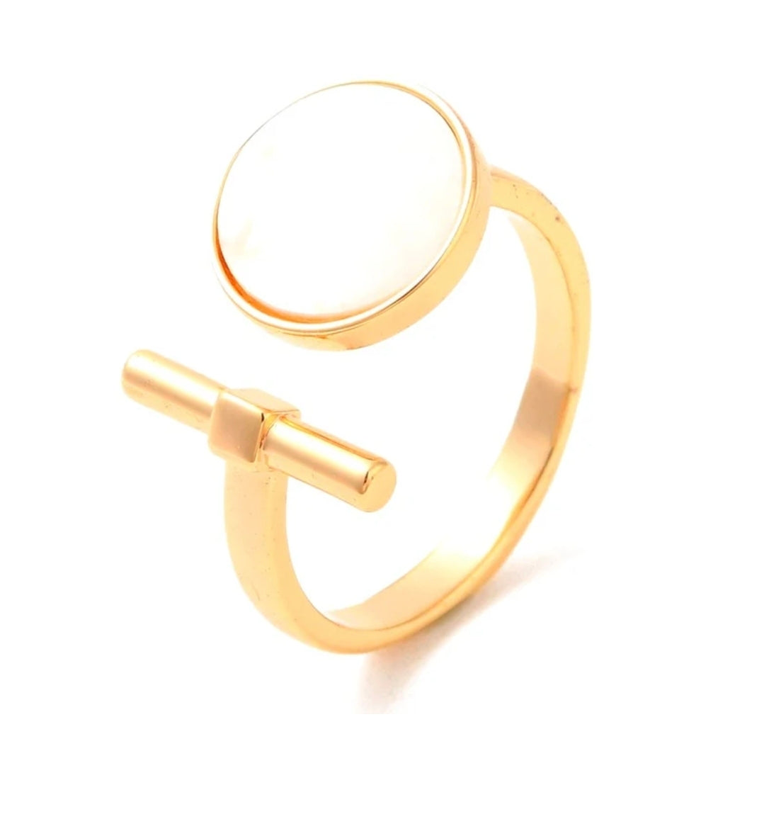 Bague femme réglable rond coquillage