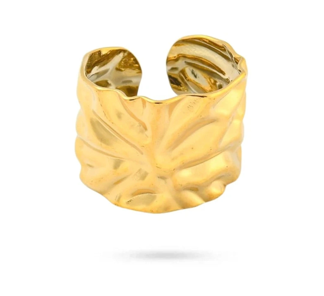 Bague femme acier inoxydable doré manchette
