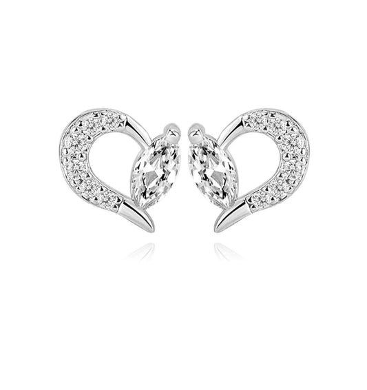 Boucles d'oreilles femme argent 925 Cœur sertis oxyde blanc Abigaelle