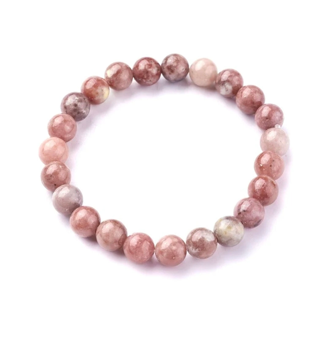Bracelet pour homme ou femme pierres naturelles jade prunier
