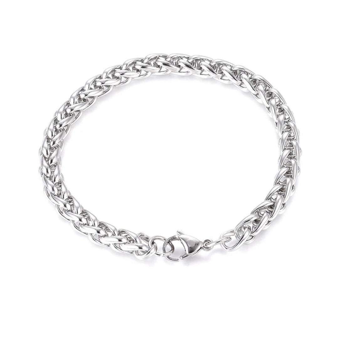 Bracelet acier inoxydable homme maille entrelacé