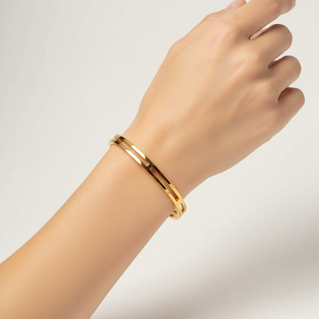 Bracelet pour femme - jonc double rang