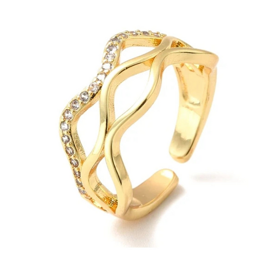 Bague femme réglable vagues