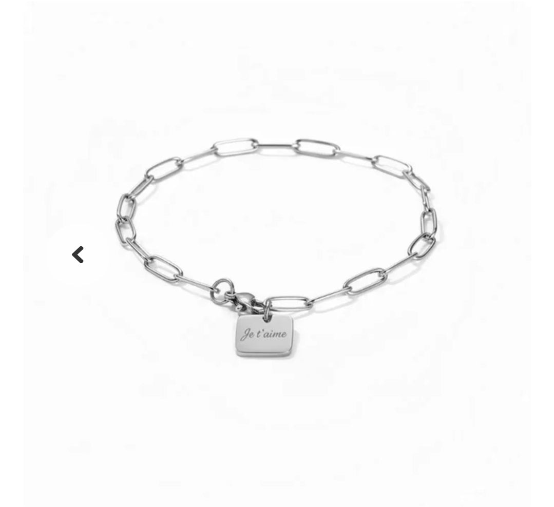 Bracelet homme en acier inoxydable trombone avec plaque personnalisable
