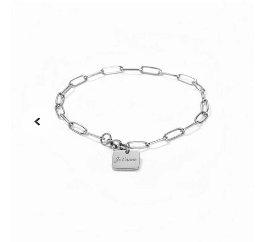 Bracelet homme en acier inoxydable trombone avec plaque personnalisable