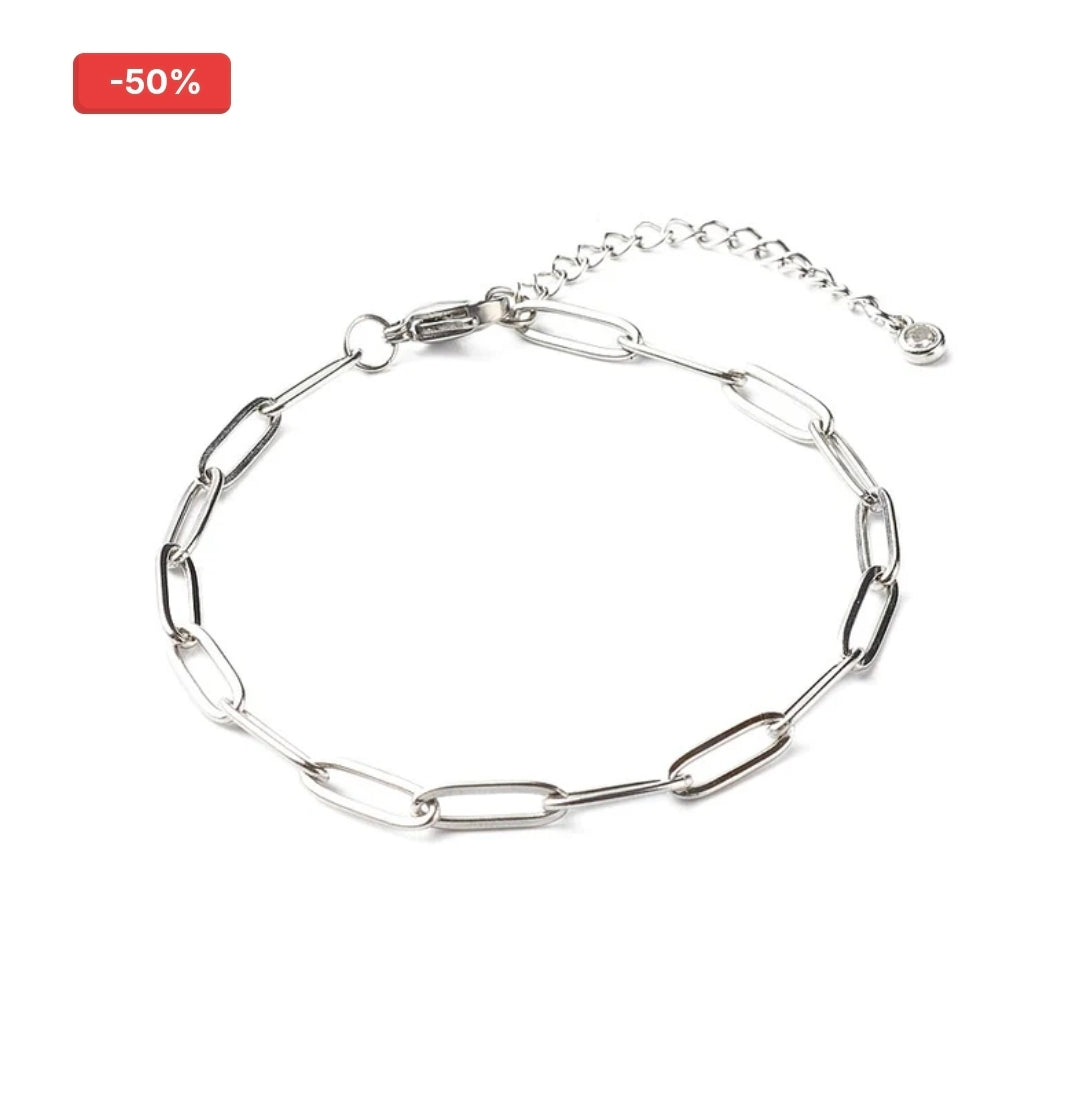 Bracelet acier inoxydable femme maille trombone