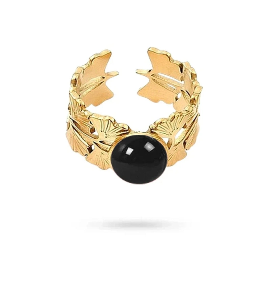 Bagues pour femme acier inoxydable pierre naturelle agate