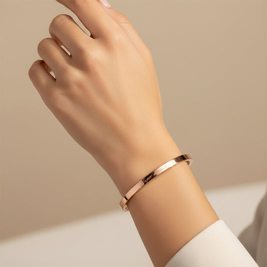 Bracelet en acier pour femme - Couleur Or rose - ' Super maman '