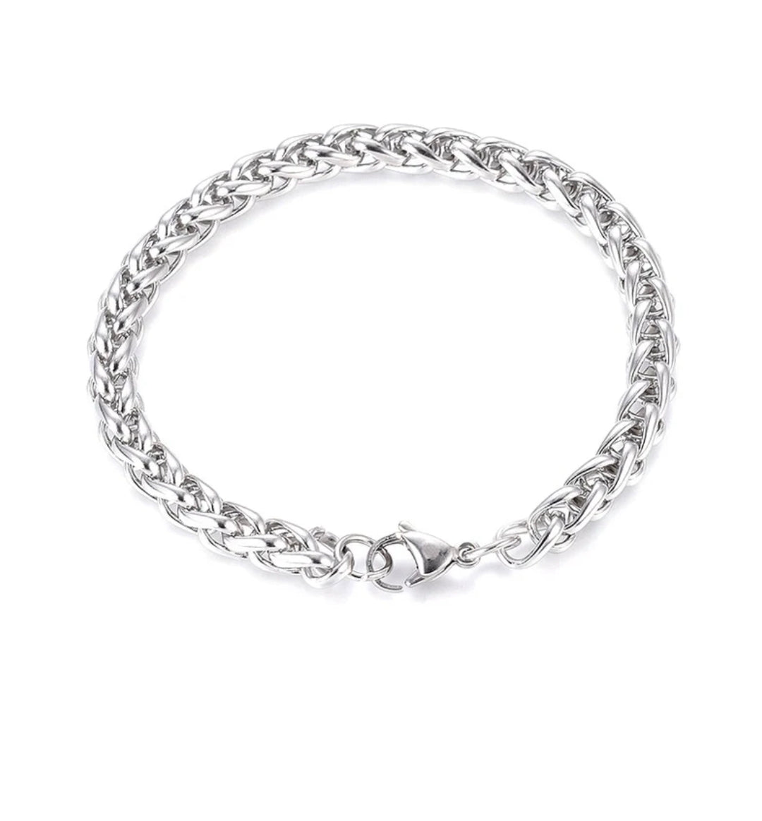 Bracelet gourmette acier inoxydable maille entrelacé