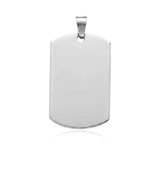Pendentif acier à personnaliser plaque militaire argenté 35*25*1.5 mm